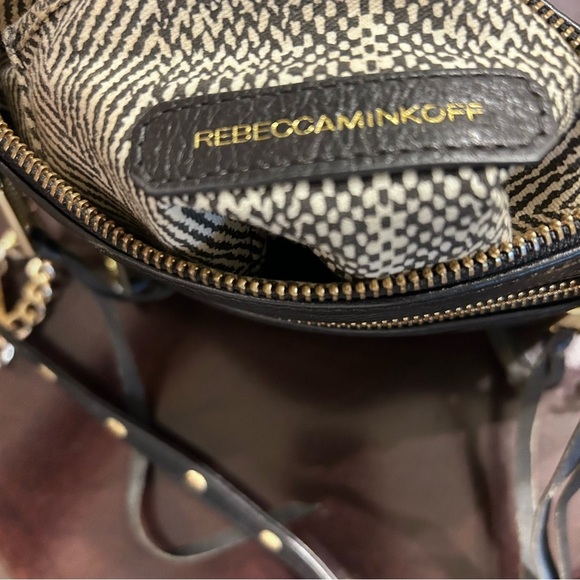 Rebecca Minkoff Black and Gold Crossbody Bag with Zipper and Fringe Details - Picture 8 of 8